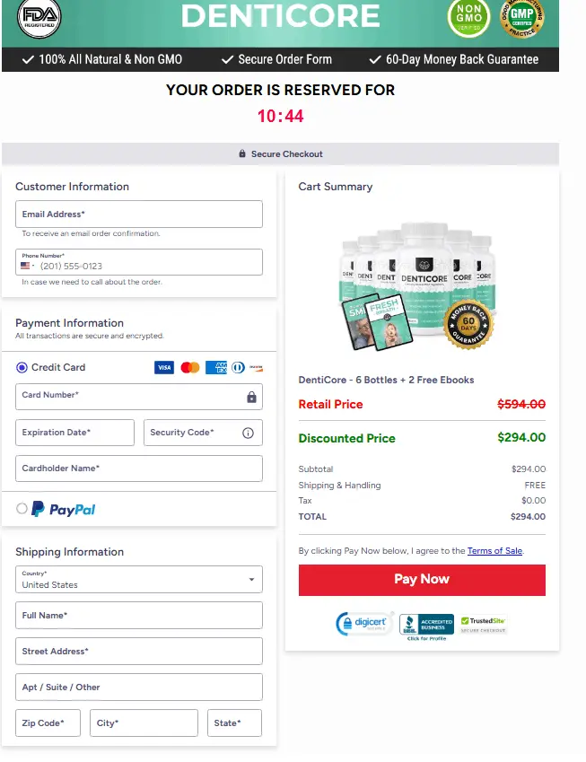 Denticore Order Page